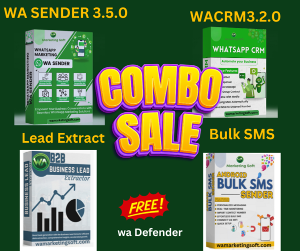 Wa Sender 3.6.0+ WACRM Version 3.2.0+ DRPU Bulk SMS Software+ B2B Lead Extractor Combo Pacakge