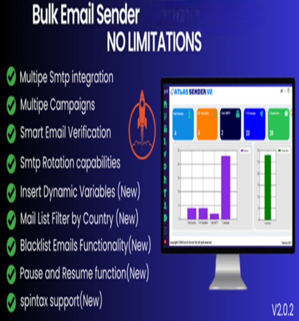 Atlas Sender V2 | Bulk Email Sender Using Unlimited SMTP – High Deliverability