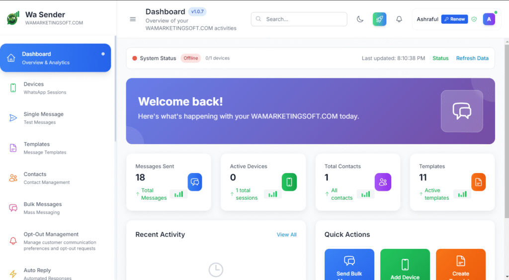 Wa Sender Pro Dashboard