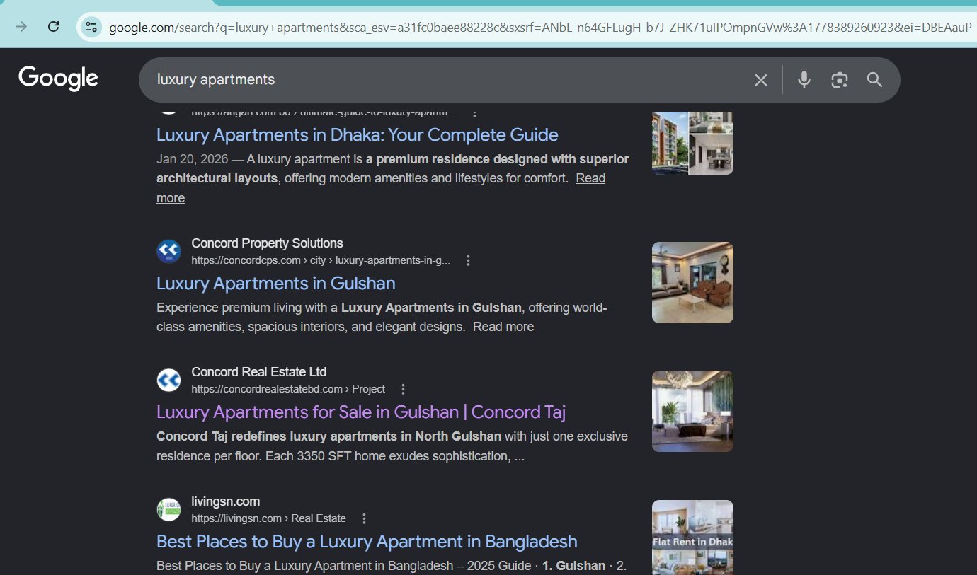 Concord Property Solutions ranked on Google page 1 for luxury apartments short-tail keyword