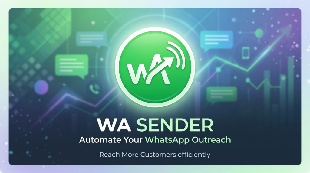 WA Sender logo with text Automate Your WhatsApp Outreach Reach More Customers efficiently