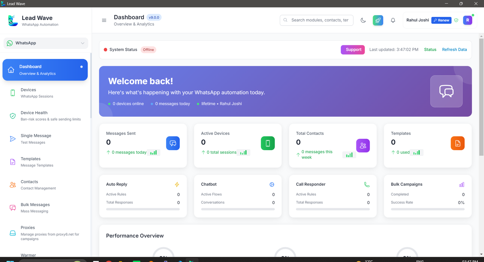 LeadWave Dashboard — live overview of leads and campaigns