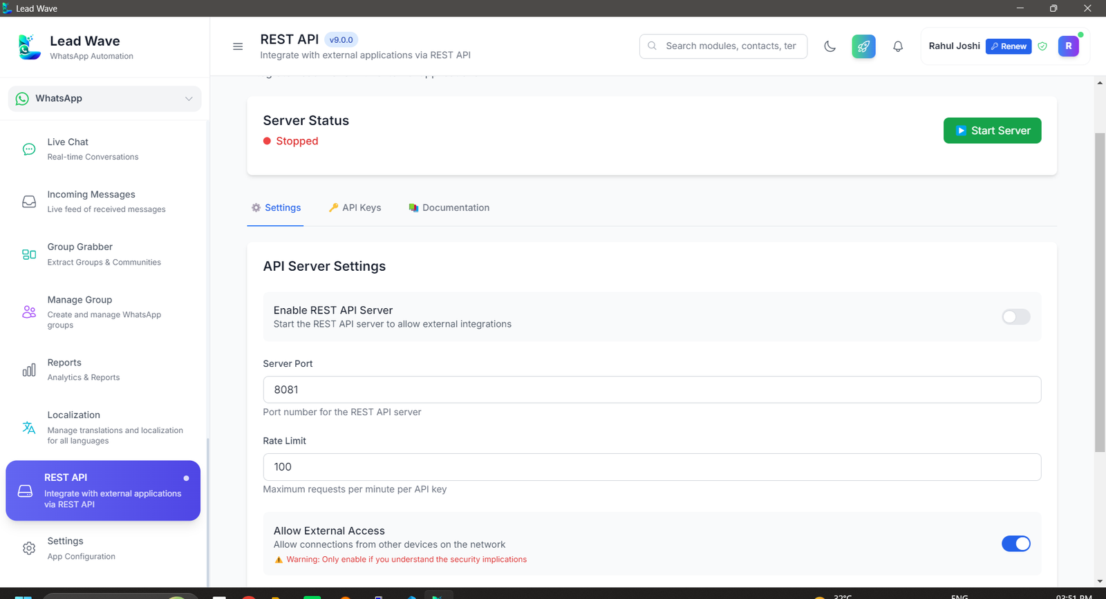 LeadWave REST API — trigger messages from your systems